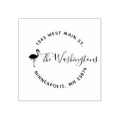 自分の丸いシックなフラミンゴのアドレスを作カスタムる ラバースタンプ (インプリント)