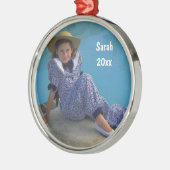 自分の丸い写真の保存文字 メタルオーナメント (左)
