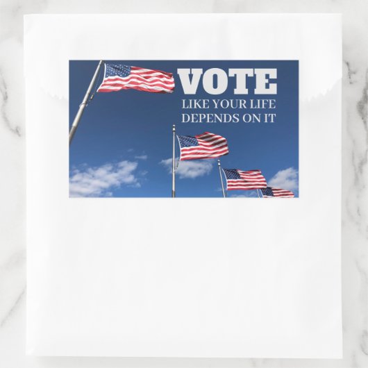 自分の人生がその人生に依存するように投票する 長方形シール (バッグ)