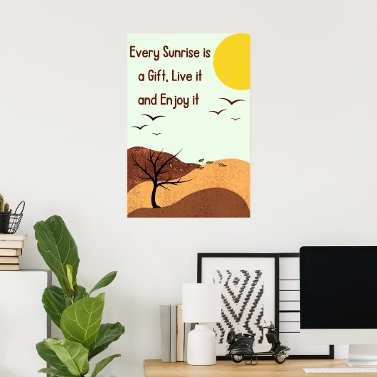 自分の人生を生きる、自己のやる気を起こさせる引用文 ポスター (ホームオフィス)