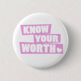 自分の価値を知る自己を愛するピンクの白いハートのスローガン 缶バッジ