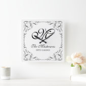 自分の優美なモノエレガントグラ結婚ムを作る スクエア壁時計 (ホーム)