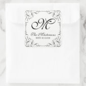 自分の優雅エレガントなモノグラ結婚ムを作成 スクエアシール (バッグ)