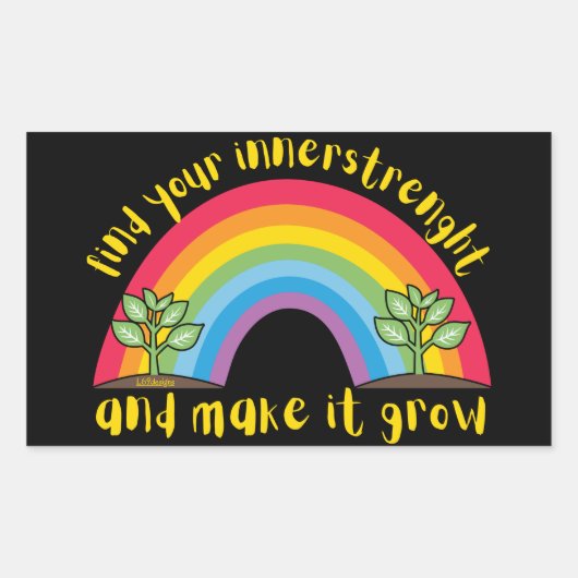 自分の内面を探し出し、虹を成長させる 長方形シール (正面)