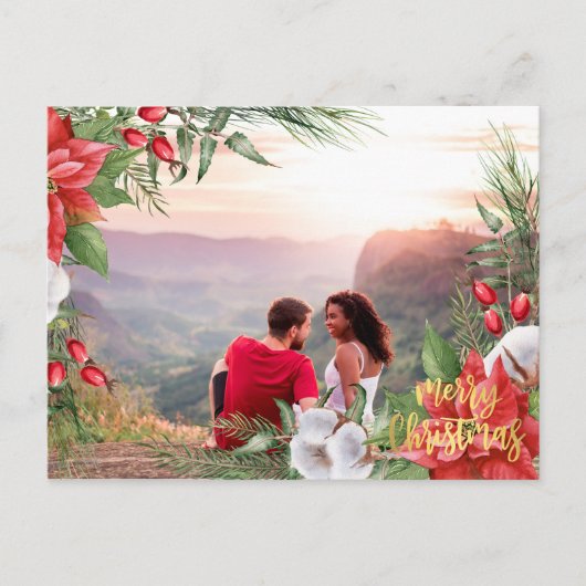 自分の写真でクリスマス シーズンポストカード (正面)