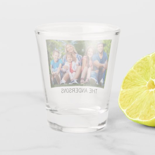 自分の写真とカスタム名前を作成する ショットグラス (裏面)