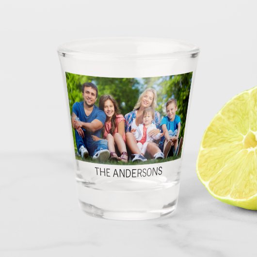 自分の写真とカスタム名前を作成する ショットグラス (正面)