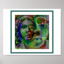自分の写真とコンピュータアートのポスター ポスター
