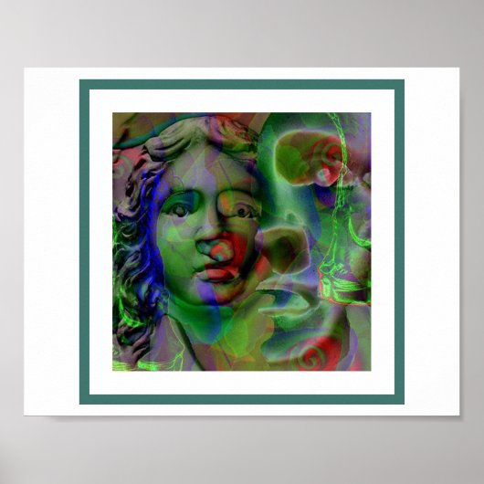 自分の写真とコンピュータアートのポスター ポスター (正面)