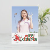 自分の写真とゴルフメリークリスマス シーズンカード (スタンド正面)