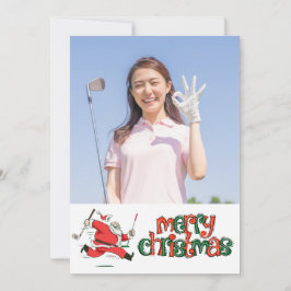 自分の写真とゴルフメリークリスマス シーズンカード