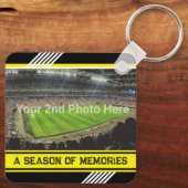 自分の写真と文字の黄色と黒モダン キーホルダー (裏面)