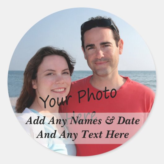 自分の写真と文字カスタムのシール ラウンドシール (正面)