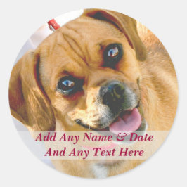 自分の写真と文字カスタムのシール ラウンドシール