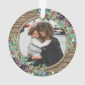 自分の写真のカスタムクリスマスの休日を作成 オーナメント (裏面)