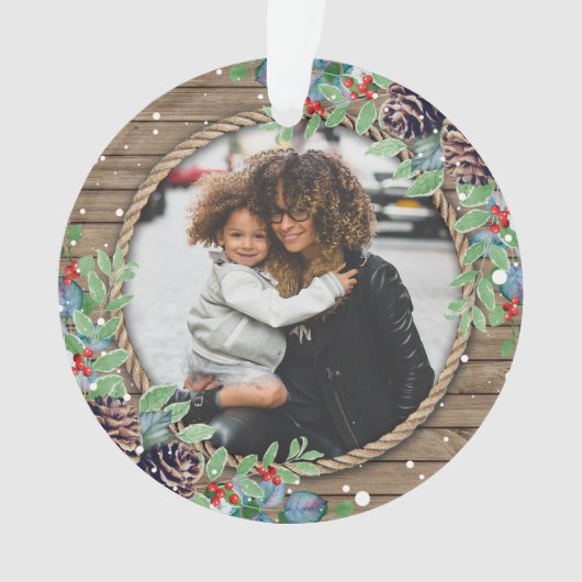 自分の写真のカスタムクリスマスの休日を作成 オーナメント (正面)