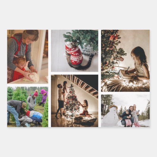 自分の写真のカスタムクリスマスコラージュを作成 ラッピングペーパーシート (正面3)