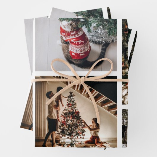 自分の写真のカスタムクリスマスコラージュを作成 ラッピングペーパーシート (インサイチュ)