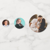 自分の写真のカスタム金ゴールドウェディングシャワー コンフェッティ (正面)