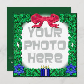 自分の写真のクリスマス/ハヌッカカードを追加 招待状 (正面/裏面)