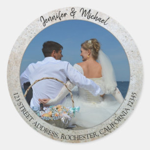 自分の写真のシール結婚を作成する ラウンドシール