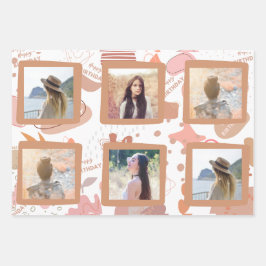 自分の写真のハッピーバースデーの折り返し紙の追加 ラッピングペーパーシート