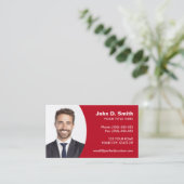 自分の写真のプロフェッショナルを赤にモダン追加 名刺 (スタンド正面)