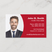 自分の写真のプロフェッショナルを赤にモダン追加 名刺 (正面)