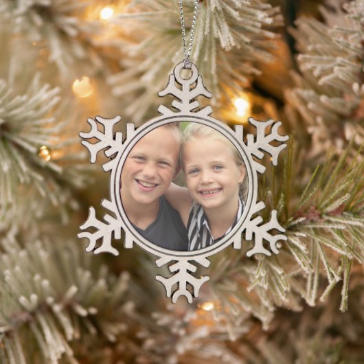 自分の写真の作成 スノーフレークピューターオーナメント (ツリー)