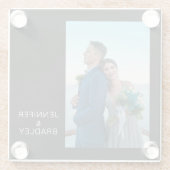 自分の写真の名前結婚を追加パーソナライズされたする ガラスコースター (裏面)