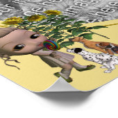 自分の写真の少女と子犬を作成す縁どる ポスター (角)