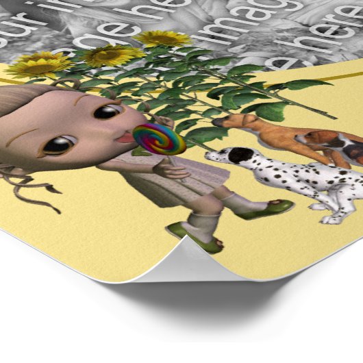 自分の写真の少女と子犬を作成す縁どる ポスター (角)