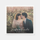 自分の写真の新郎新婦を作成結婚する スタンダードカクテルナプキン (正面)