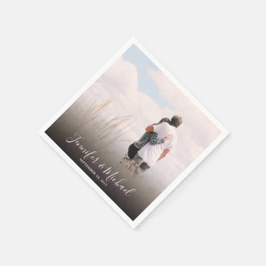 自分の写真の新郎新婦を作成結婚する スタンダードカクテルナプキン (角)