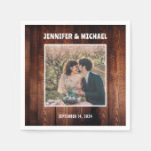 自分の写真の新郎新婦を作成結婚する スタンダードカクテルナプキン (正面)