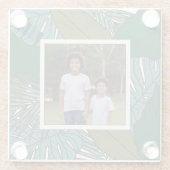 自分の写真の熱帯パターンを作成 ガラスコースター (裏面)