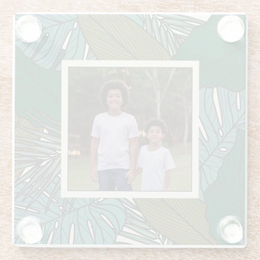 自分の写真の熱帯パターンを作成 ガラスコースター (裏面)