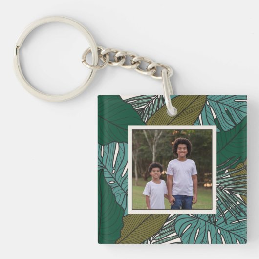 自分の写真の熱帯パターンを作成 キーホルダー (正面)