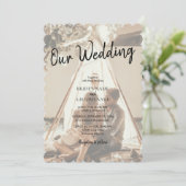 自分の写真の色あせた結婚式招待状 招待状 (スタンド正面)