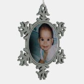 自分の写真の追加 スノーフレークピューターオーナメント (左)