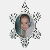 自分の写真の追加 スノーフレークピューターオーナメント (右)