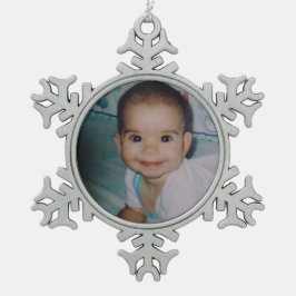 自分の写真の追加 スノーフレークピューターオーナメント