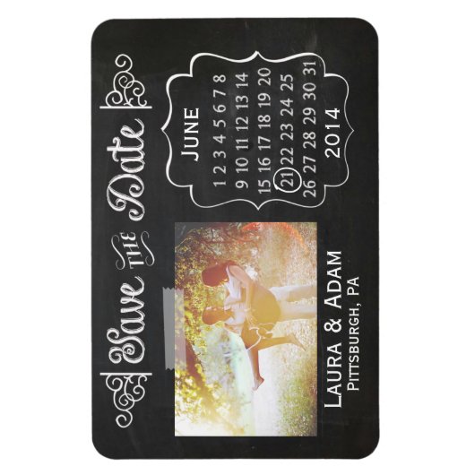 自分の写真のChalkboardを追加する日付マグネットを保存 マグネット (縦)