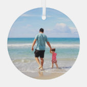 自分の写真または文字の追加 ガラスオーナメント (裏面)