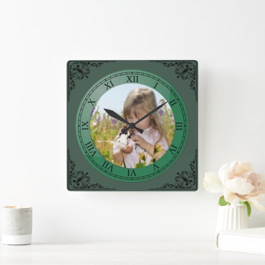 自分の写真または文字を追加 スクエア壁時計 (ホーム)