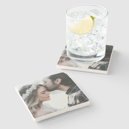 自分の写真をカスタム両面に追加 ストーンコースター (横)