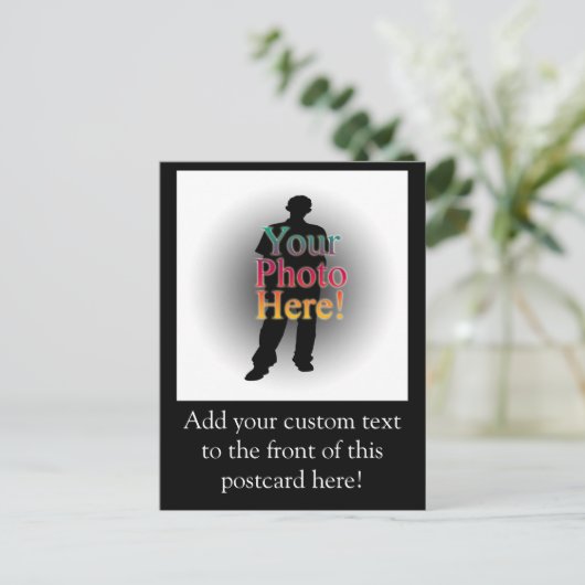 自分の写真をカスタム作パーソナライズされた成 ポストカード (スタンド正面)
