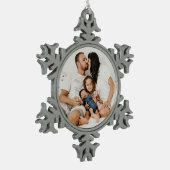 自分の写真をカスタム作成 スノーフレークピューターオーナメント (左)