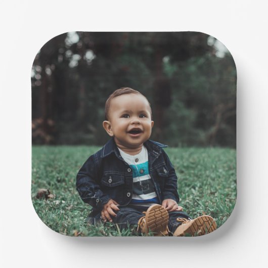 自分の写真をカスタム追加 ペーパープレート (正面)