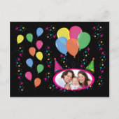 自分の写真をパーティー帽や風船に追加 ポストカード (正面)